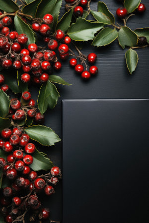 Merry Christmas background, xmas festive decoratons winter holidays, happy new year.の写真素材