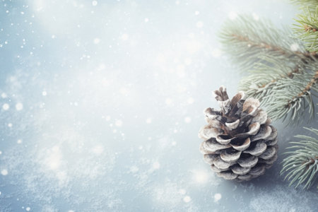 Christmas tree with cones and snow.の素材