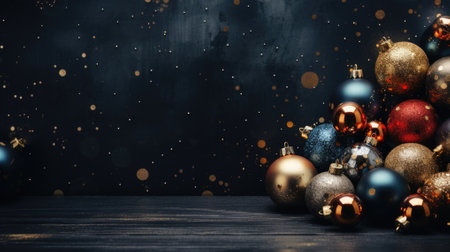 Christmas background with decorations.の素材