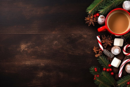 Merry Christmas background, xmas festive decoratons winter holidays, happy new year.の素材