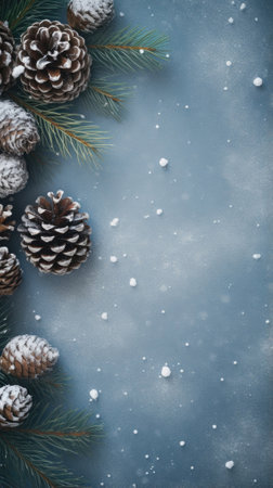 Christmas background with snow and fir cones. christmas card.の素材