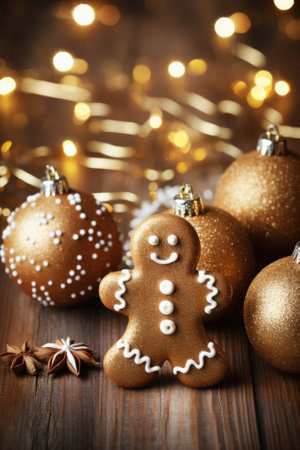 Merry Christmas background, xmas festive decoratons winter holidays, happy new year.の素材
