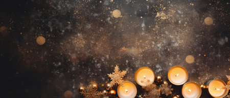 Christmas table setting with festive decorations on wooden background with copy space.の素材