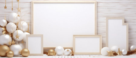 Christmas and New Year frame mockup. , 3.の素材
