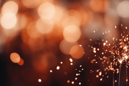 Christmas and New Year background with sparklers and bokeh lights.の素材