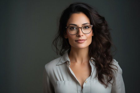 Portrait of a beautiful young businesswoman in eyeglasses.の素材