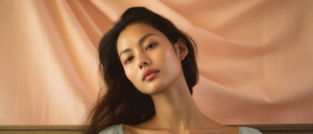 Portrait of beautiful Asian woman with makeup fashion concept.の素材