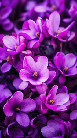Purple spring flowers close-up macro photography.の素材