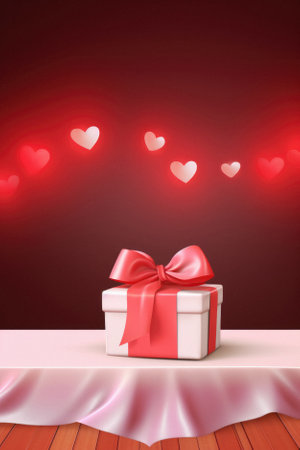 Valentine's day background with gift box and hearts.の素材