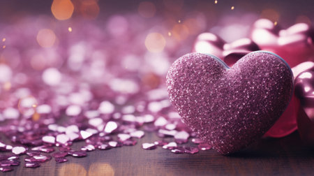 Valentine's day background with hearts on bokeh background.の素材