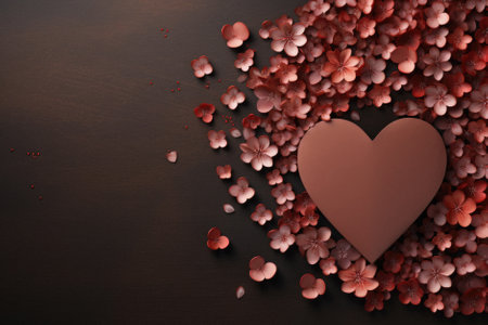 Valentine's day background with heart and flowers.の素材
