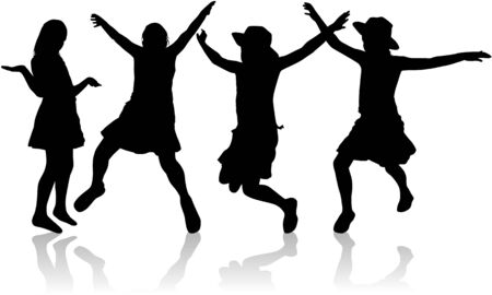 silhouette teenagersのイラスト素材