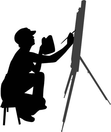 woman painting a pictureのイラスト素材