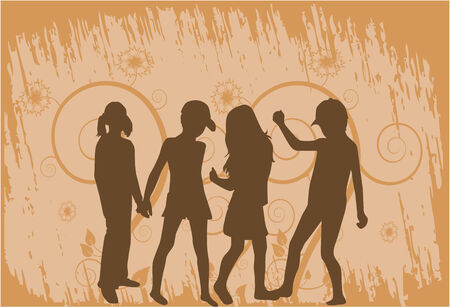 Children silhouettesのイラスト素材