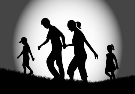 Walk of family - night のイラスト素材