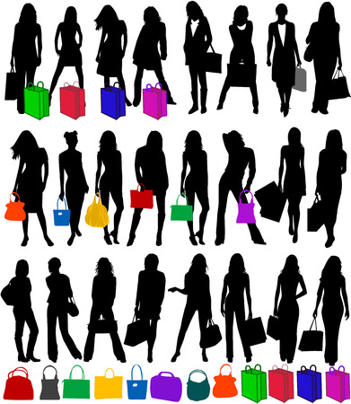 Fashionable woman silhouettes , vector workのイラスト素材