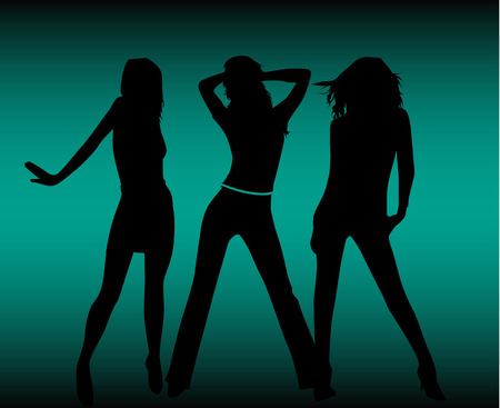 Girls vector silhouettesのイラスト素材