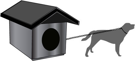 tied to a dog kennelのイラスト素材
