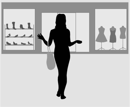 A woman shopping at the mallのイラスト素材