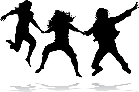 Jumping girls silhouette  のイラスト素材