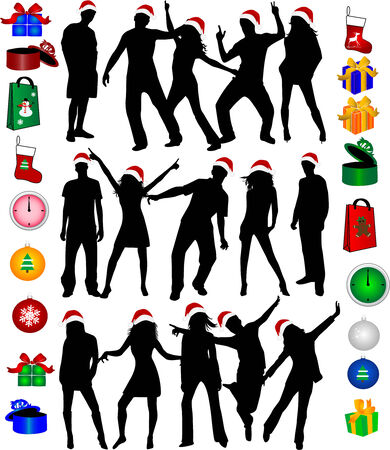christmas elements and iconsのイラスト素材