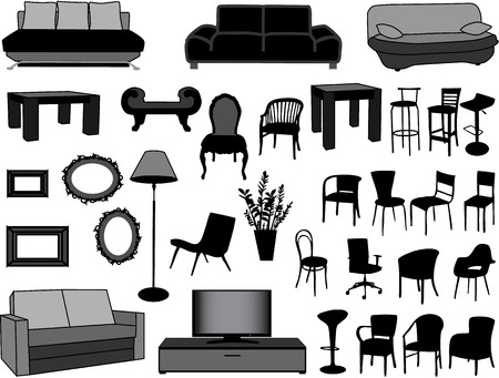 Large collection of furniture-illustrationのイラスト素材