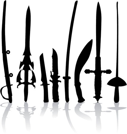 collection of swords, sabers and knivesのイラスト素材