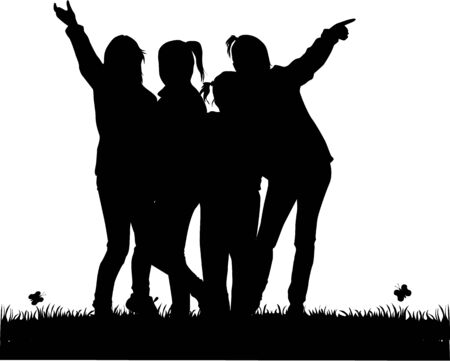 girls silhouettesのイラスト素材