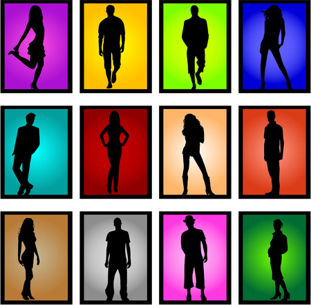 Models-women and a male figure, illustrationのイラスト素材