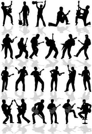 Silhouette guitar-different kinds of musicのイラスト素材