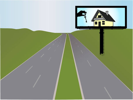 billboard on the highway, illustrationのイラスト素材