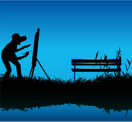 painting outdoorsのイラスト素材