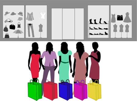 Fashion shopping girl - colorのイラスト素材