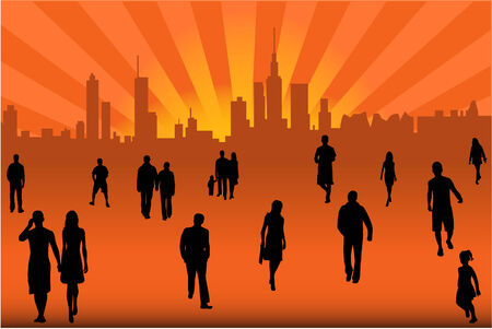 City street crowd のイラスト素材