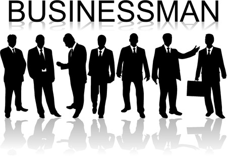 Businessman , black silhouettes, vectors workのイラスト素材