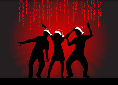 Christmas Time - dancing silhouettes のイラスト素材