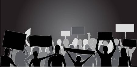 Demonstration People - black silhouette のイラスト素材