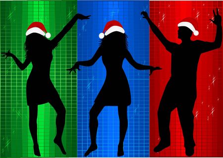 Christmas Time - dancing silhouettes のイラスト素材