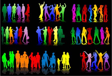 set of colorful silhouettes of conceptualのイラスト素材