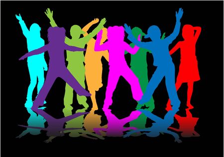 Children's colorful silhouettesのイラスト素材