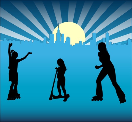 Sport behind cityのイラスト素材