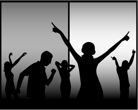 Dancing people silhouettesのイラスト素材
