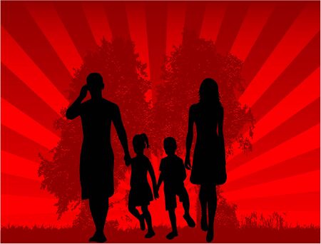 Family and nature のイラスト素材