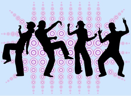 Dancing people silhouettes -backgroundのイラスト素材