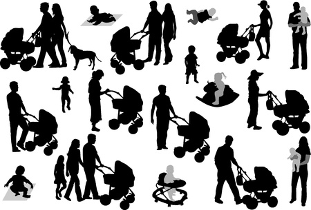 Set of family silhouettes. のイラスト素材