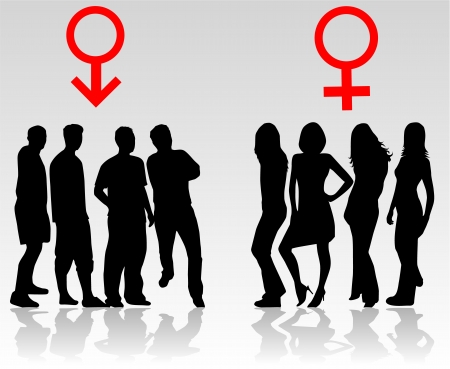 Women and men - fighting sexのイラスト素材