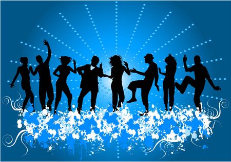 Dancing people -grunge background のイラスト素材