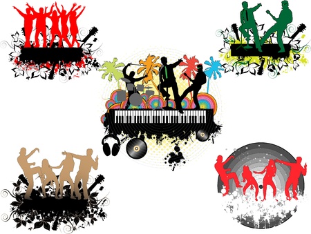 Concert under the palm-grunge background のイラスト素材