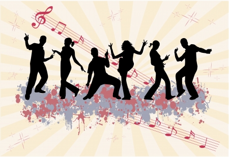Disco - silhouettes of peopleのイラスト素材