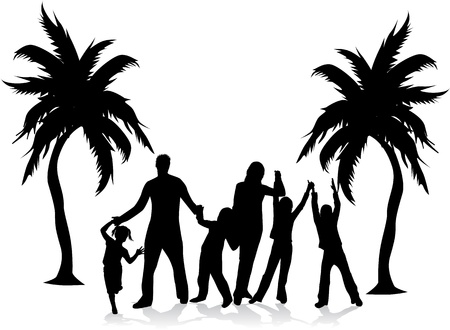 family under the palm のイラスト素材